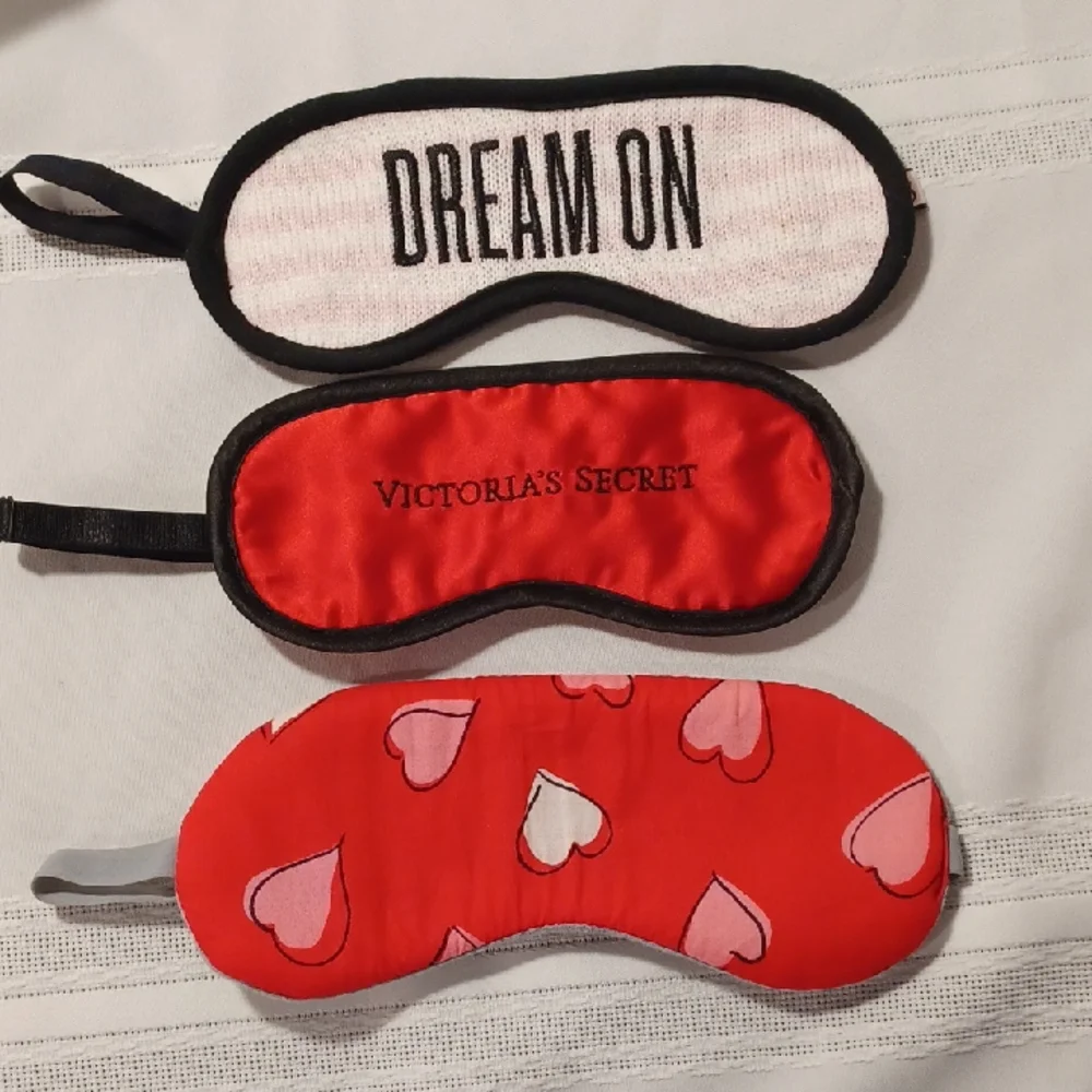 NWOT Victoria's Secret Red Satin  and Pink Sleep Mask Set
